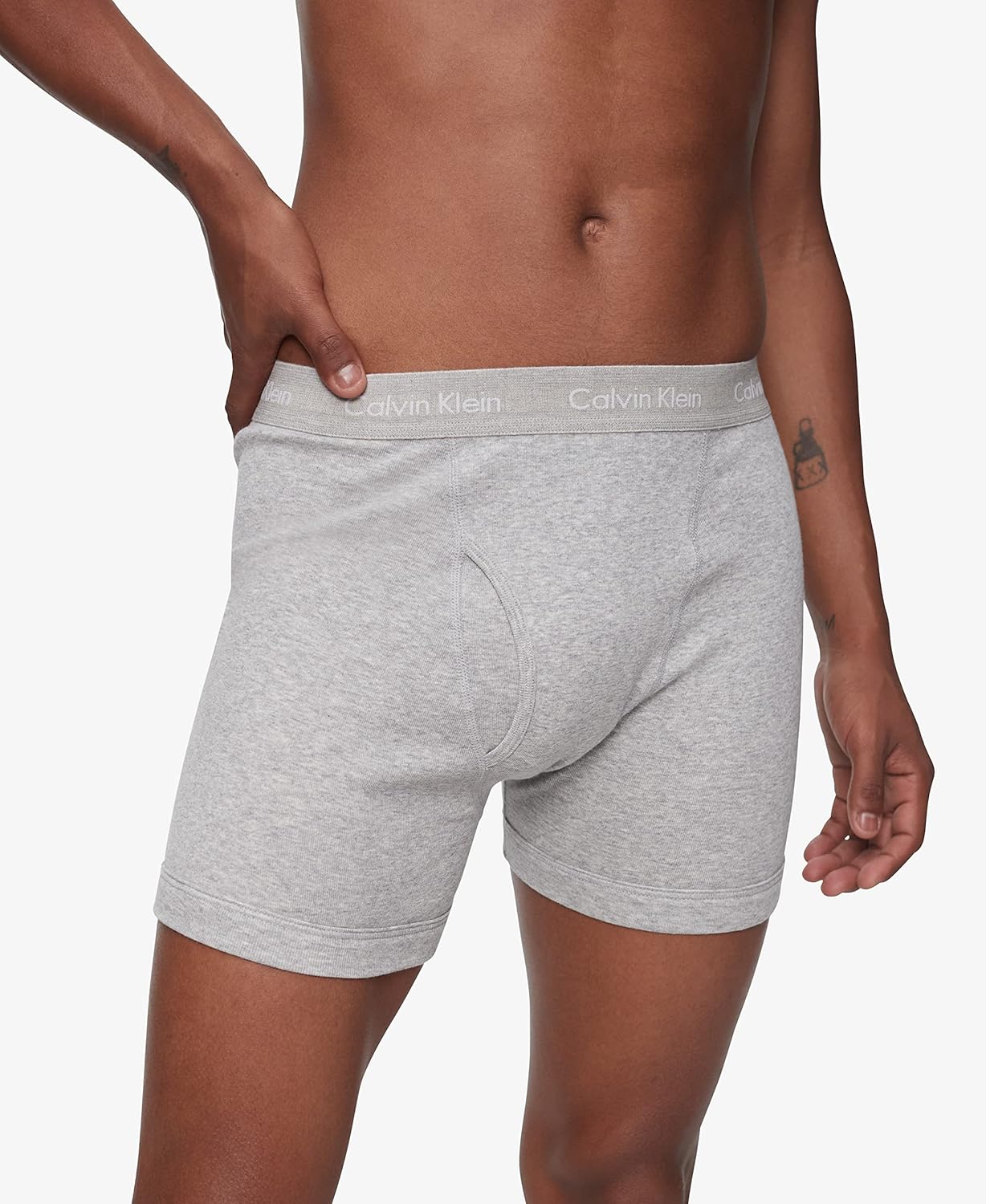 Комплект из 5 мужских трусов-боксеров Calvin Klein Cotton Classics, 2 Black, 2 Heather Grey, 1 White — фото 4