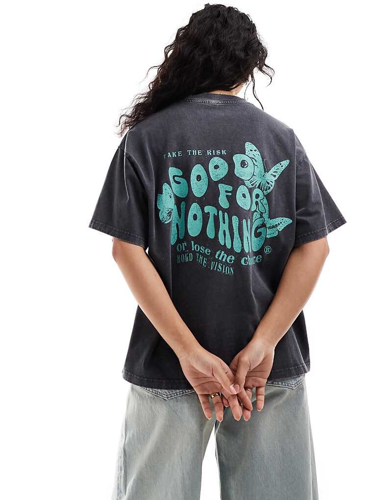 

Футболка Good For Nothing – в цвете Grau mit R cckenprint