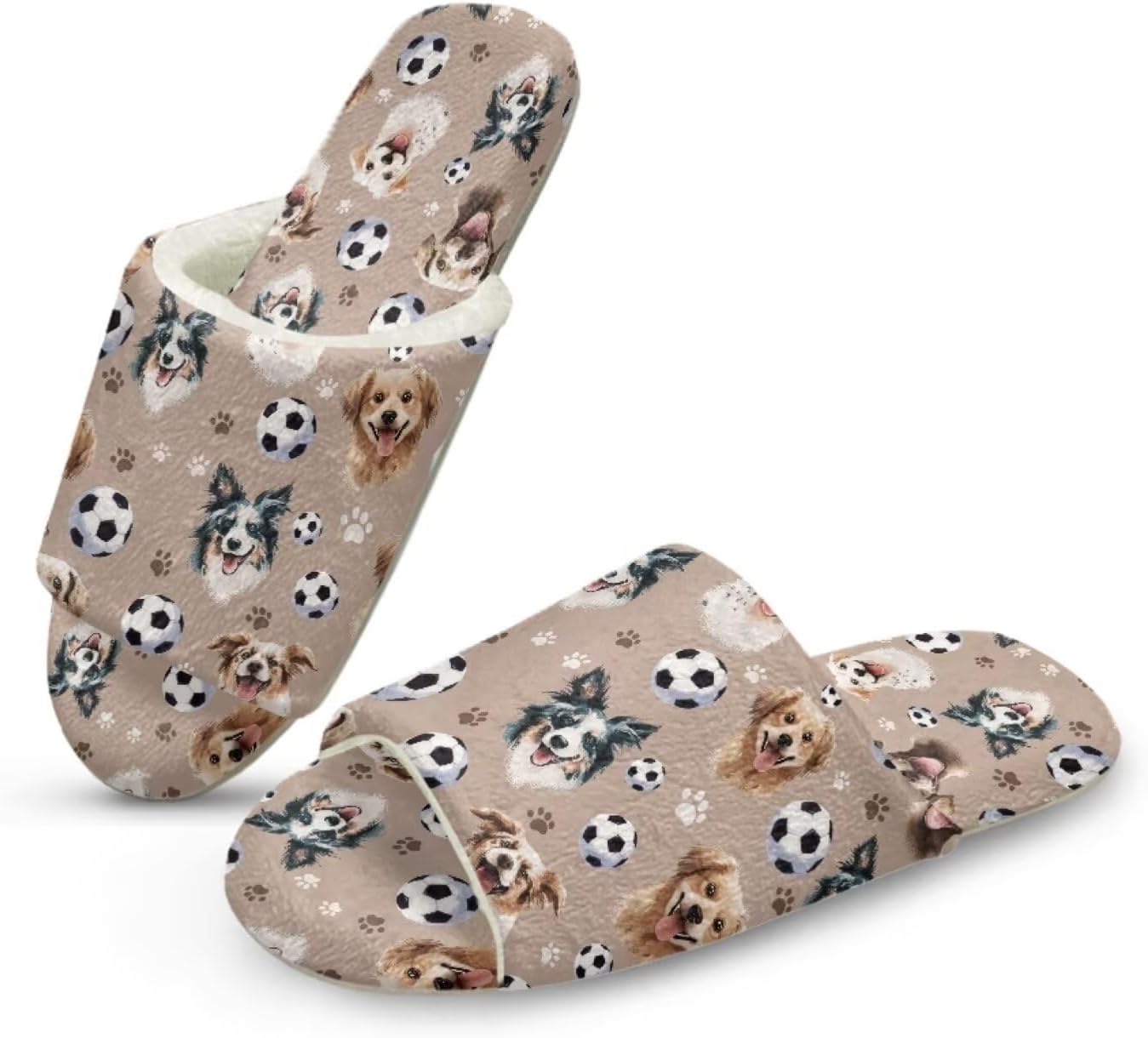 

Домашние тапочки Forchrinse для женщин и мужчин с открытым носком, гостевые тапочки, можно стирать, многоразовые, для спа и отеля, Dog Soccer