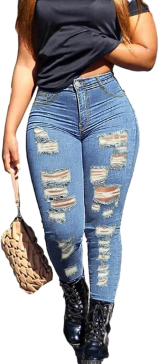 

Женские джинсы high waisted skinny с потертостями WGXWGX