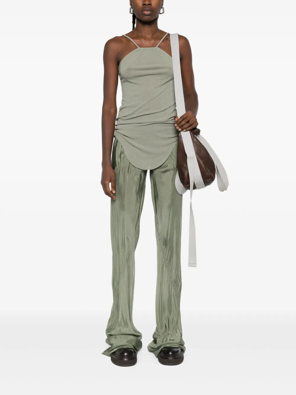 Топ Skorpio на тонких бретелях Rick Owens, зеленый — фото 2