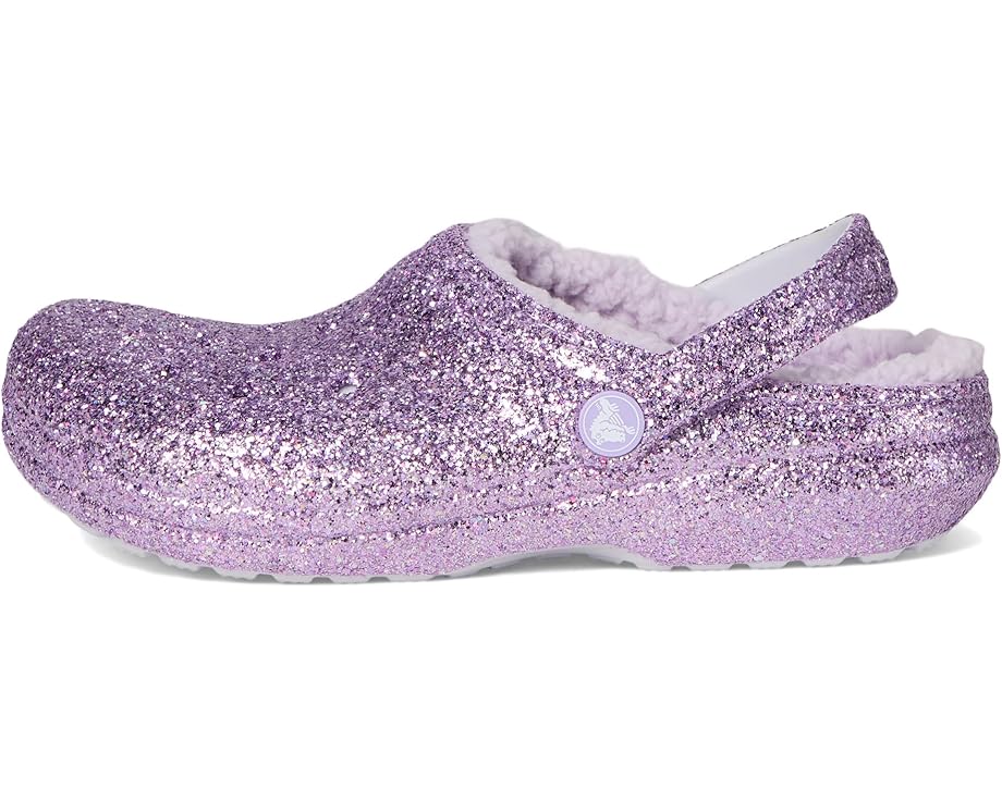 Детские клоги Crocs Classic Lined Glitter (маленькие дети/дети постарше) Crocs Kids, Purple Moon — фото 4