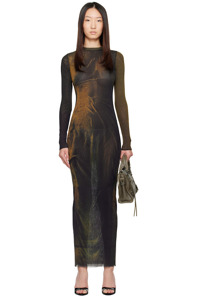 

Эксклюзивное зеленое платье макси с кислотным принтом Ssense Jean Paul Gaultier, мультиколор