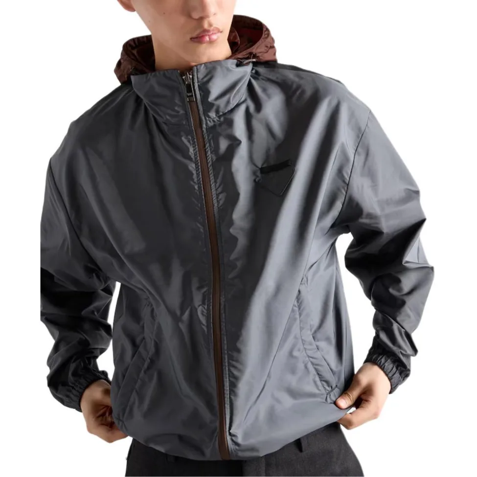 Куртка Re Nylon FW25 PRADA, Cocoa Brown Iron Gray — фото 2