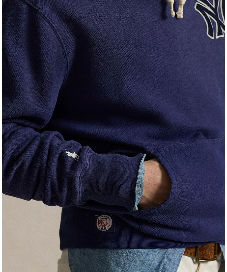 Мужская флисовая толстовка с логотипом Yankees Polo Ralph Lauren, темно-cobalt — фото 3