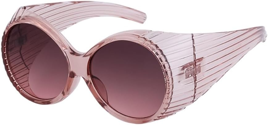 

Большие круглые солнцезащитные очки в стиле стимпанк для женщин, ретро-очки с обтекаемой формой, солнцезащитные очки в стиле панк с крупной оправой HDUBFY, C8 Brown Pink