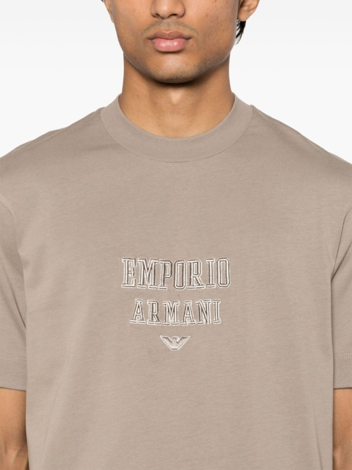 Футболка с вышитым логотипом Emporio Armani, коричневый — фото 4