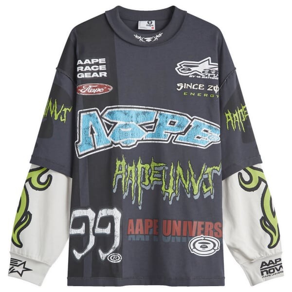 

Футболка с длинным рукавом Aape aop racing Aape By A Bathing Ape, серый