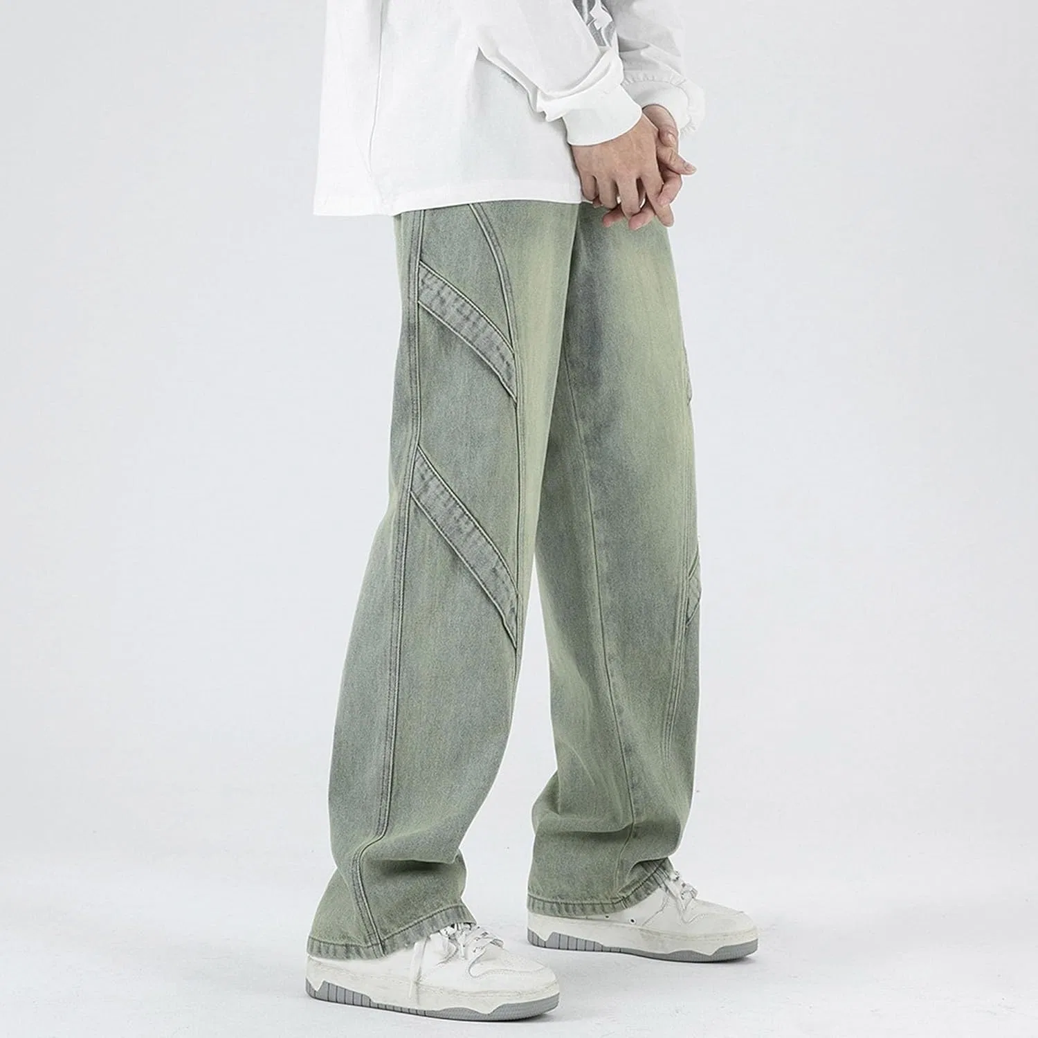 Джинсы свободные Hip Hop Baggy Jeans, зеленый — фото 4