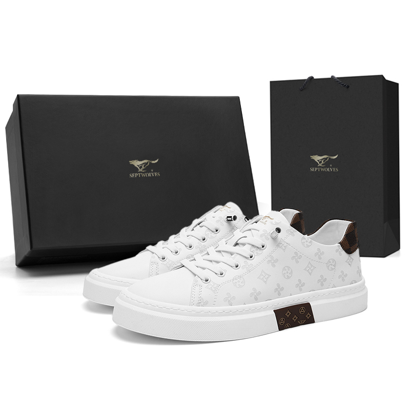 

SEPTWOLVES Мужские низкие скейтерские кеды белые, цвет White (Standard Leather Shoe Size)