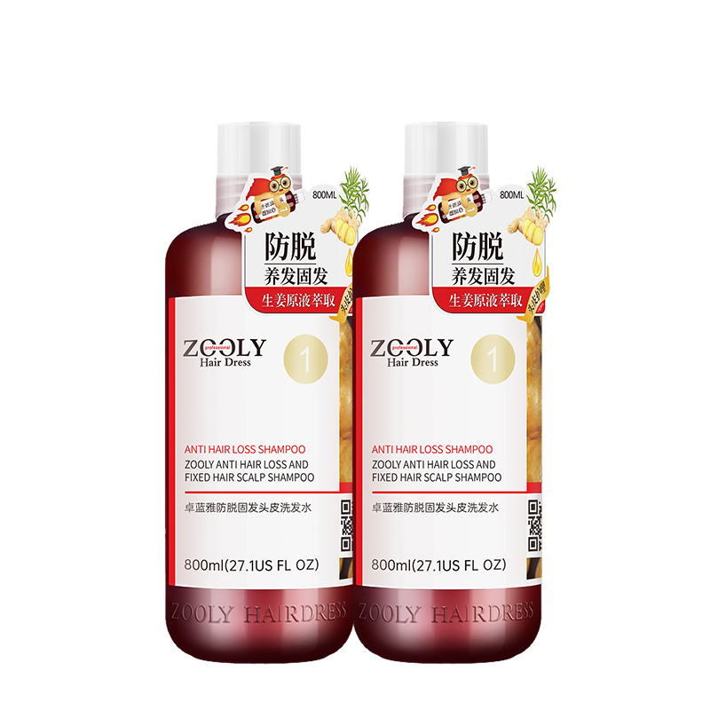 

Шампунь с имбирем для предотвращения выпадения волос, лечения перхоти, снятия зуда, увеличения объема и пышности 800мл/400мл ZOOLY