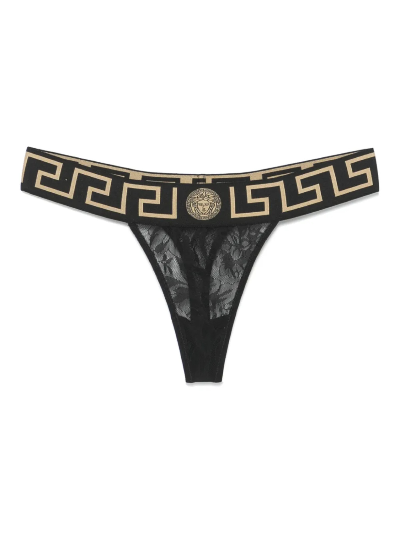 

Стринги с кружевом Greca Versace, черный