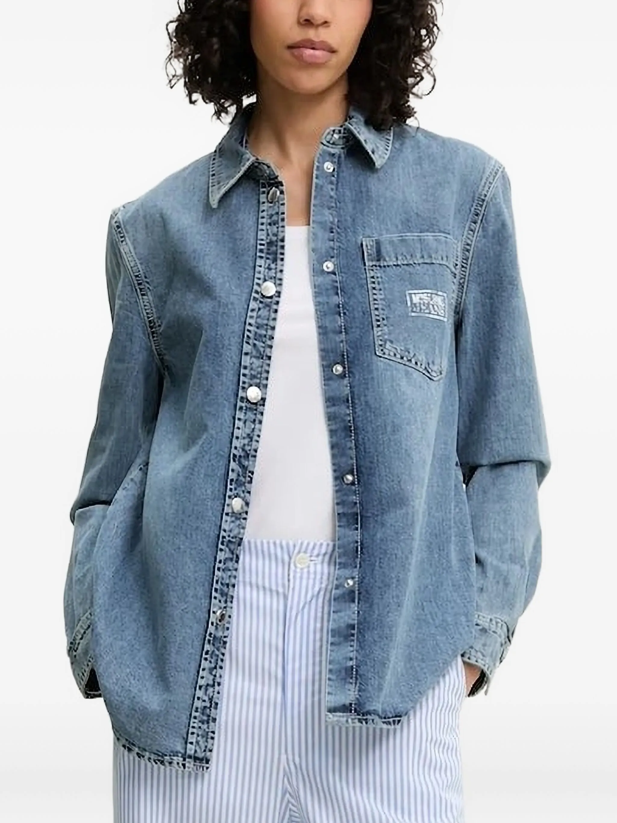 

Джинсовая рубашка с логотипом Moschino Jeans, синий