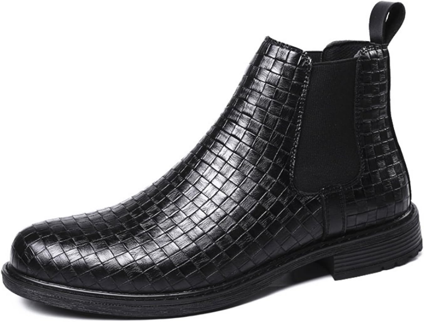 

Мужские модные кожаные винтажные ботинки челси с прострочкой, боковой молнией, защитным носком, низким каблуком, нескользящей подошвой, деловые, формальные, короткие ботинки, ботильоны для мужчин Generic, черный