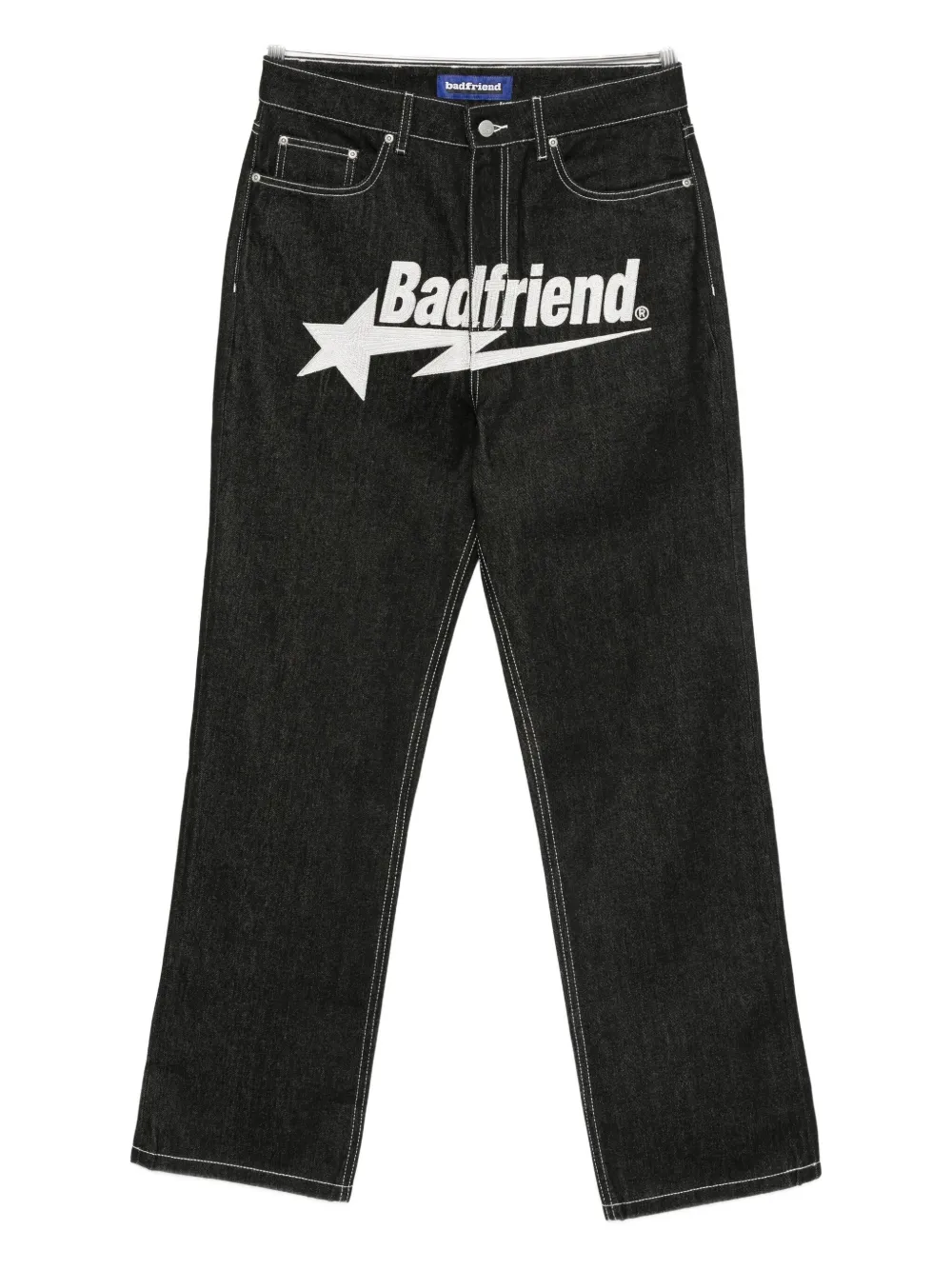 

Джинсы с пятью карманами и логотипом BADFRIEND, черный