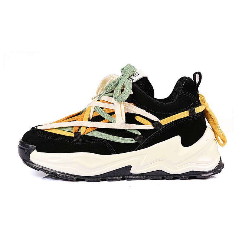 

Повседневные кроссовки Niche с шнуровкой, увеличивающие рост, легкие, дышащие, низкие, массивные, мужские OUBT, черный