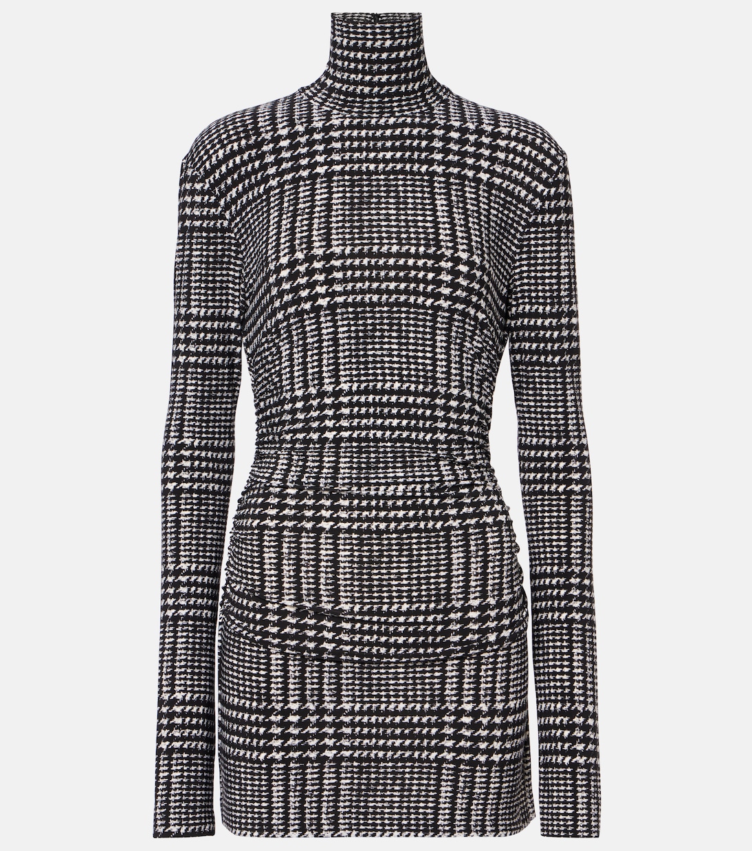 

Мини-платье в клетку с высоким воротом Norma Kamali, Glen Plaid