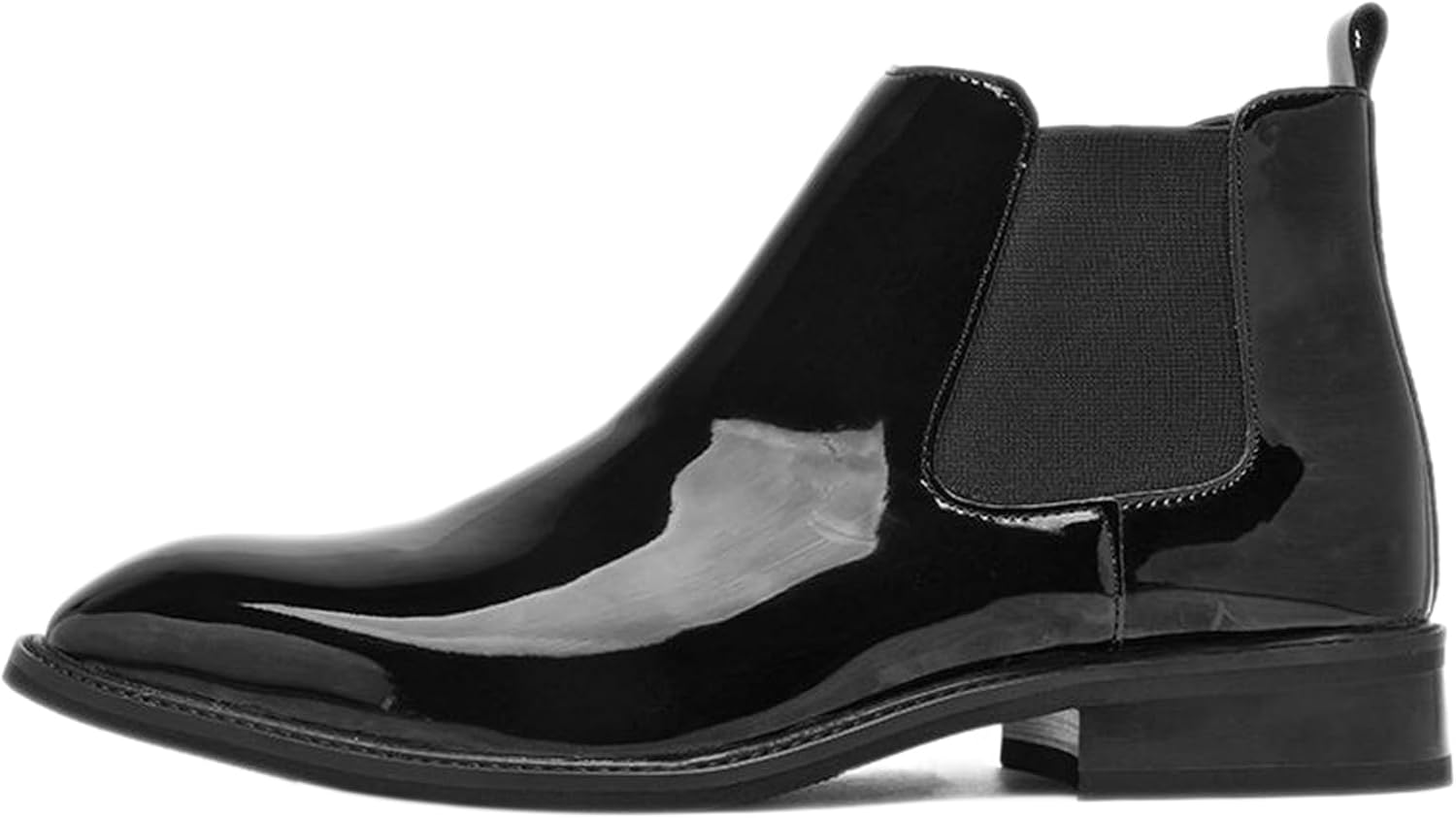 

Мужские ботинки Челси из лакированной кожи с низким устойчивым каблуком, ретро заостренный носок, удобные, с эластичной вставкой, без шнурков, водонепроницаемые, для бизнеса, свадеб, танцев, свиданий и работы Adkgbe, черный