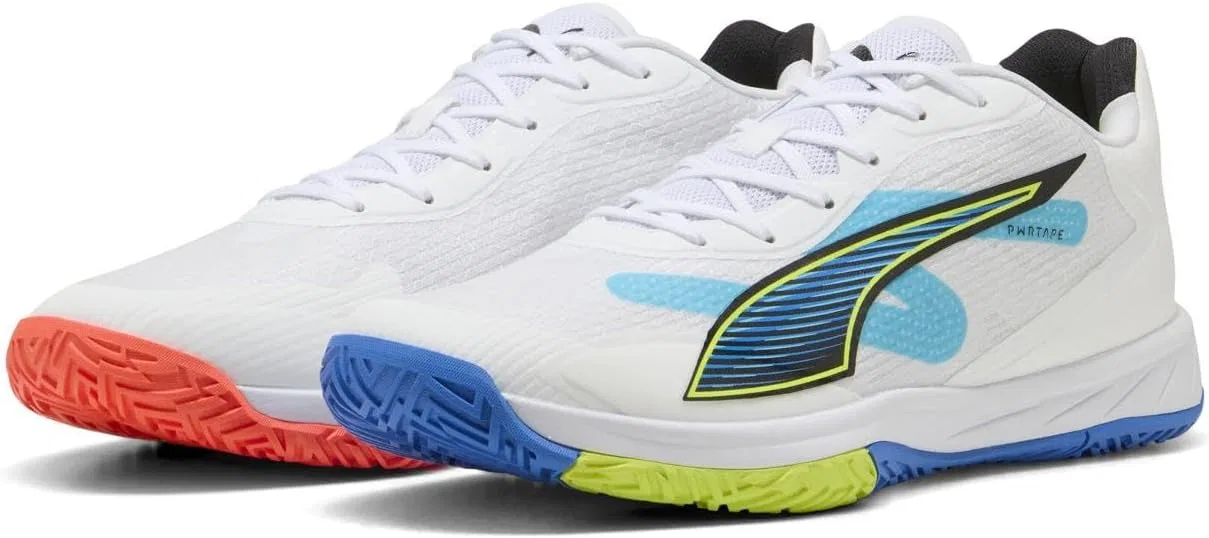 Кроссовки PUMA Unisex Accelerate Turbo 4 Game OnIndoor, Puma White Bright Red Ultra Blue