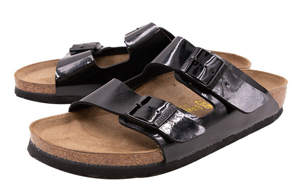 Тапочки arizona birko-flor narrow fit sandals 'black patent' Birkenstock, черный — фото 4