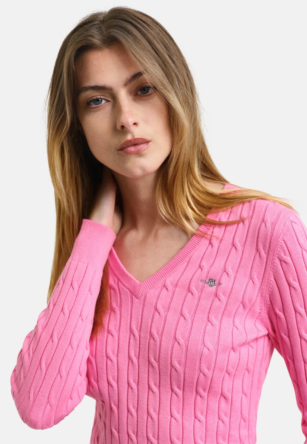 

Джемпер STRETCH CABLE V-NECK GANT, розовый
