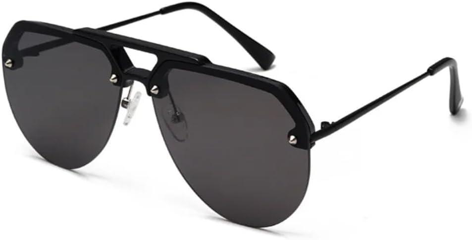 

Солнцезащитные очки для мужчин и женщин - защита от УФ-излучения UV400 - без оправы, увеличенного размера, зелено-серые, для занятий спортом на открытом воздухе и вождения DSVIGF, Black-black