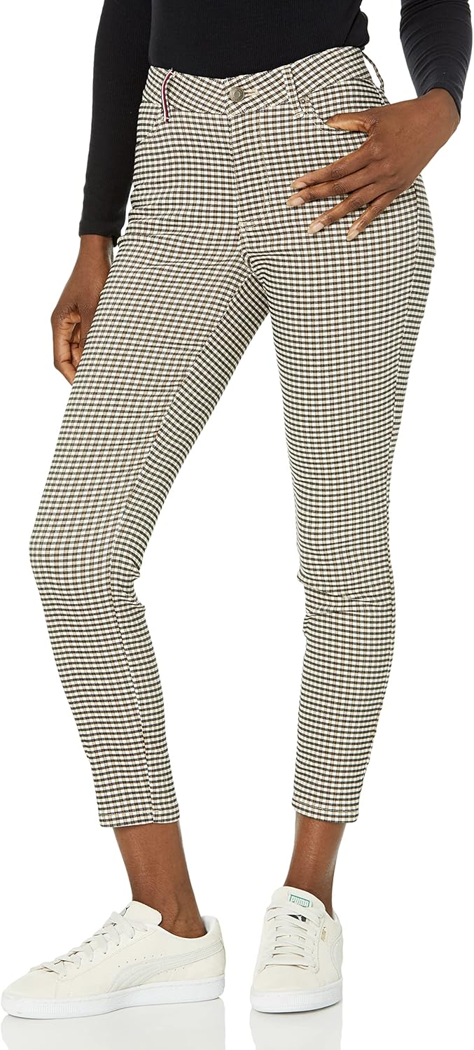 

Женские брюки Tommy Hilfiger с принтом, повседневные, клетчатые, узкие, до щиколотки, Tan Multi
