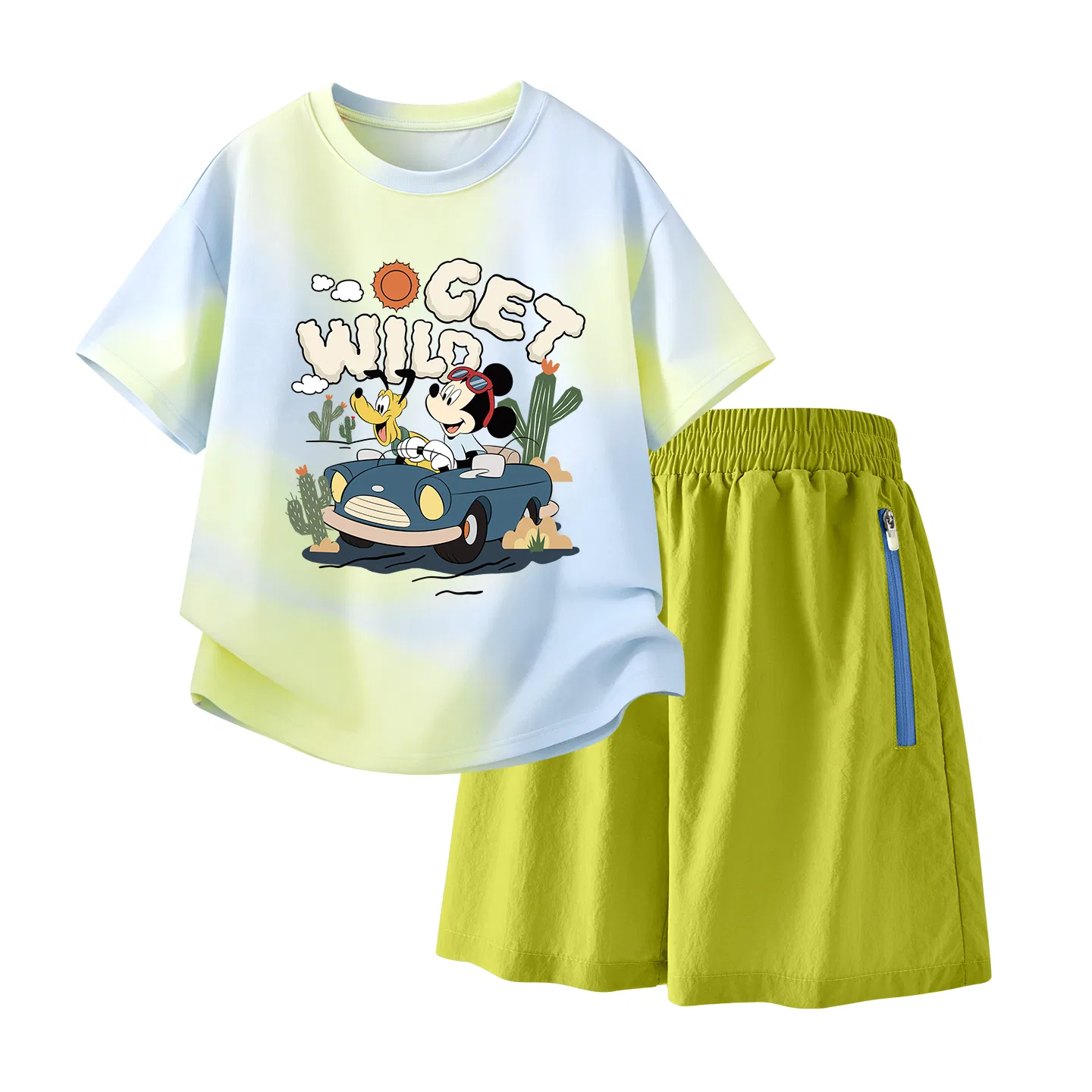 Детский спортивный костюм Casual Sportswear 2 Piece Set Disney, Diqiu Camp Twilight Blue+Solid Color Camellia Green