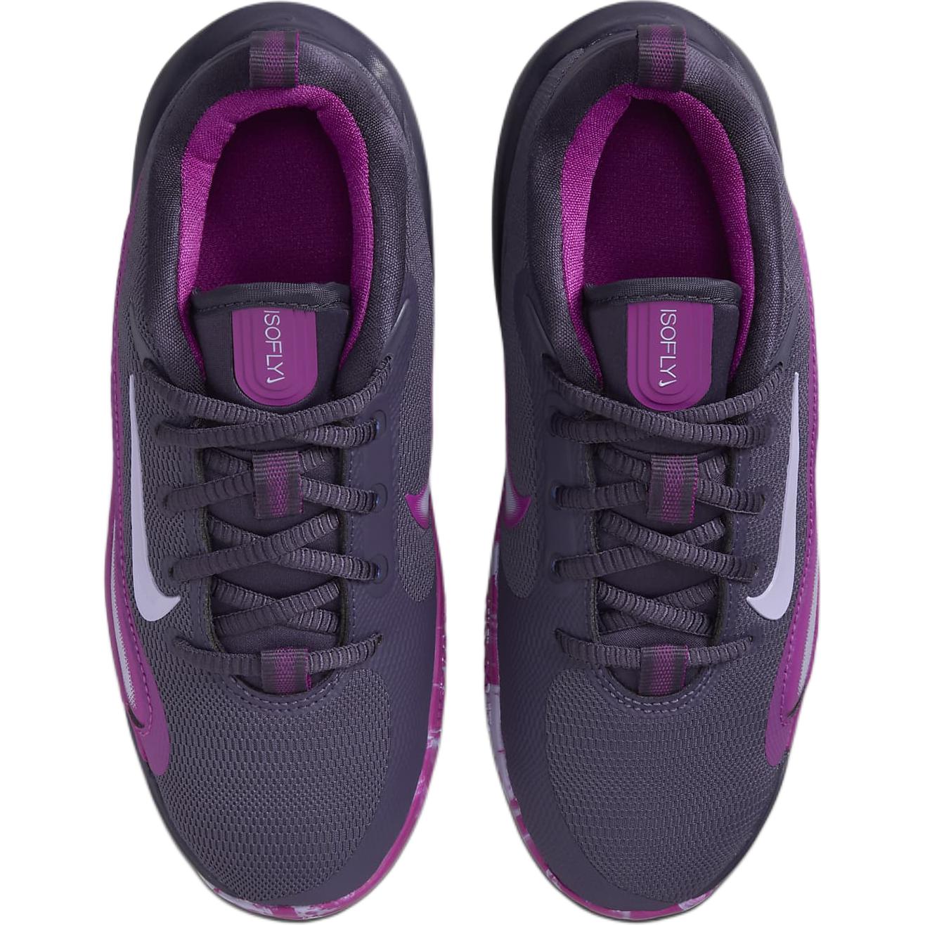 ISOFLY Амортизирующие и дышащие низкие детские баскетбольные кроссовки Purple Teenagers Nike, Темный виноградный пурпур/Яркая фуксия/Серый — фото 4
