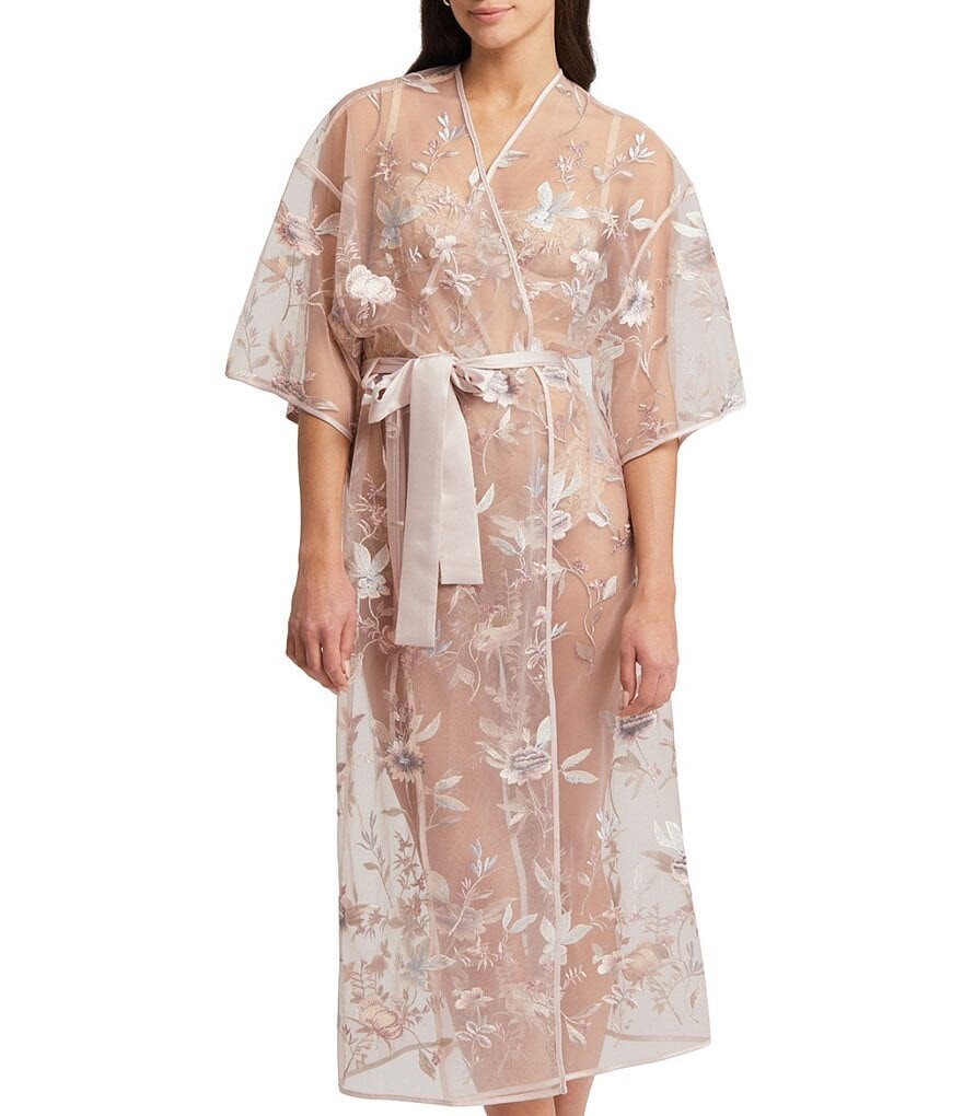 

Потрясающий халат с вышивкой на рукавах 3/4 Rya Collection, розовый