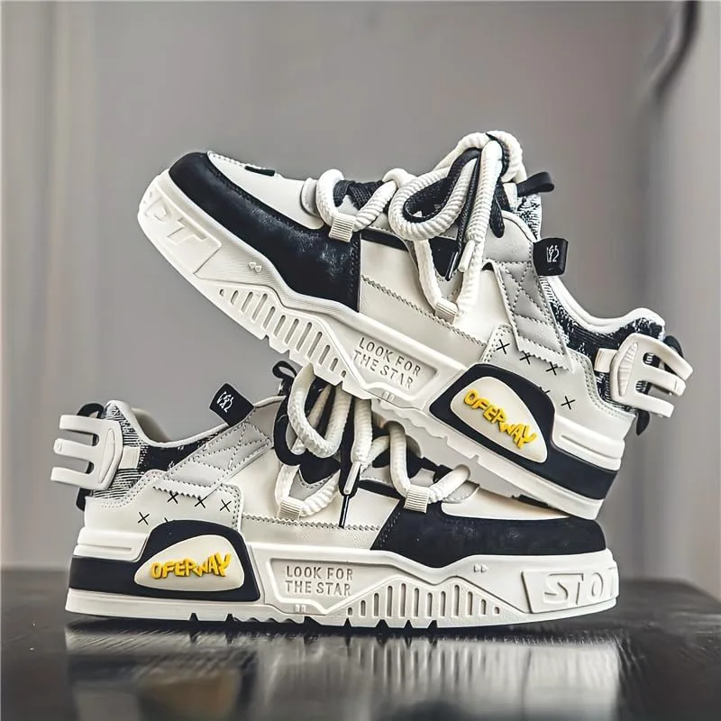 Кроссовки Men's Trendy Sneakers Casual Sporty Low-Top Lace-Up Shoes Non-Slip Rubber Outsole Breathable Fabric Lining for Daily Wear Hhhchpm, бежевый — фото 3