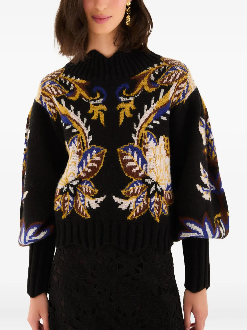 

Свитер с цветочным узором Farm Rio, черный