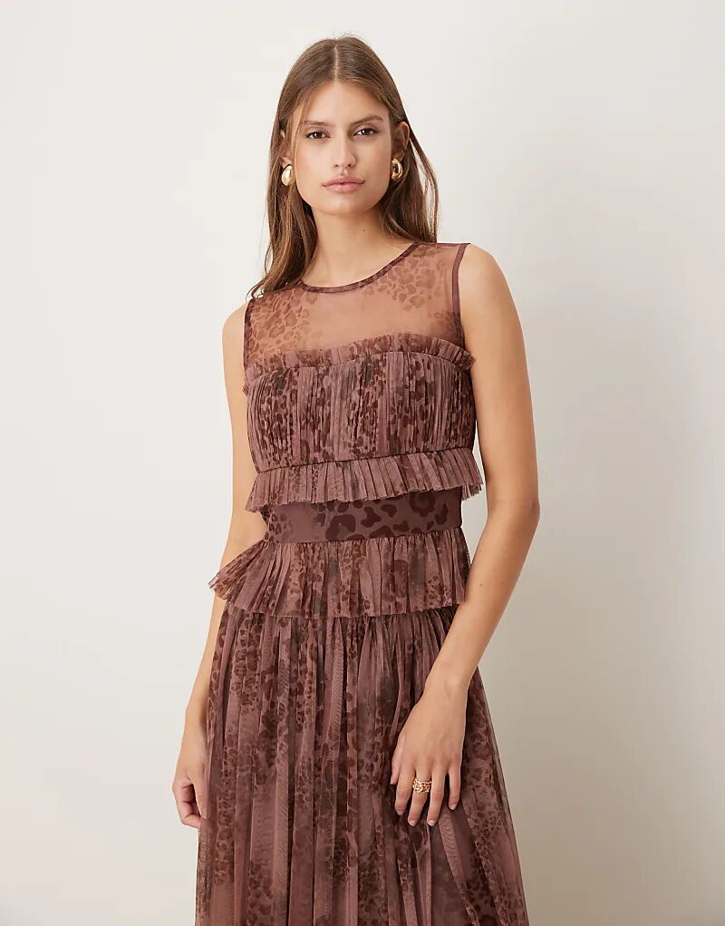 

Топ-бандо из сетки с кружевом и бисером, леопардовый, сливовый