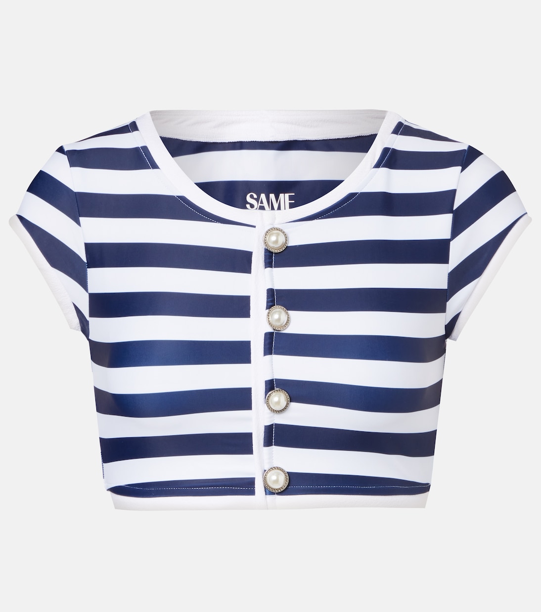 

Грация с полосками топ бикини Same, Navy Cream Stripe/White