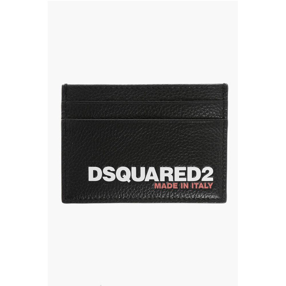 

Визитница из текстурированной кожи с напечатанным логотипом Dsquared2, Black