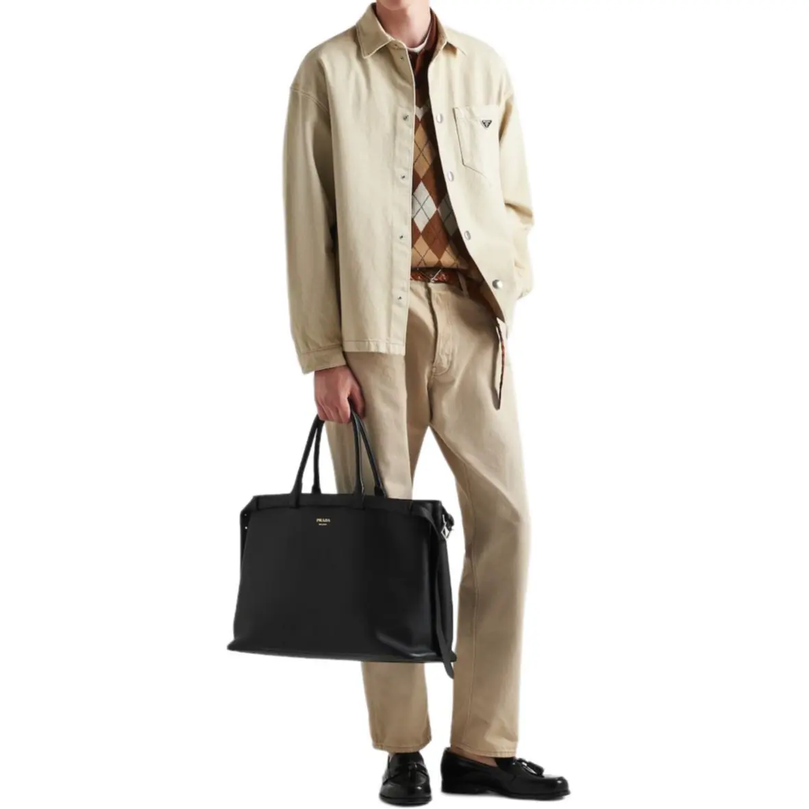 Рубашка мужская бежевая Prada, бежевый — фото 2