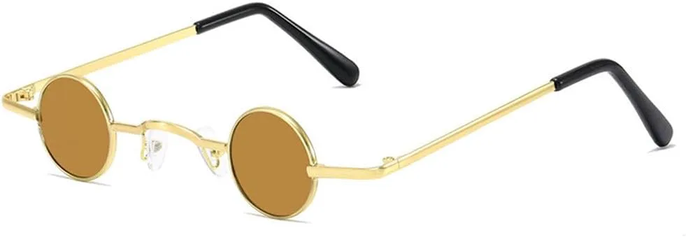 

Солнцезащитные очки LVTFCO маленькие круглые, мужские, винтажные, в стиле рок-панк, блэк-метал, стимпанк, женские, мини-очки в стиле хип-хоп, чайный цвет, Tea