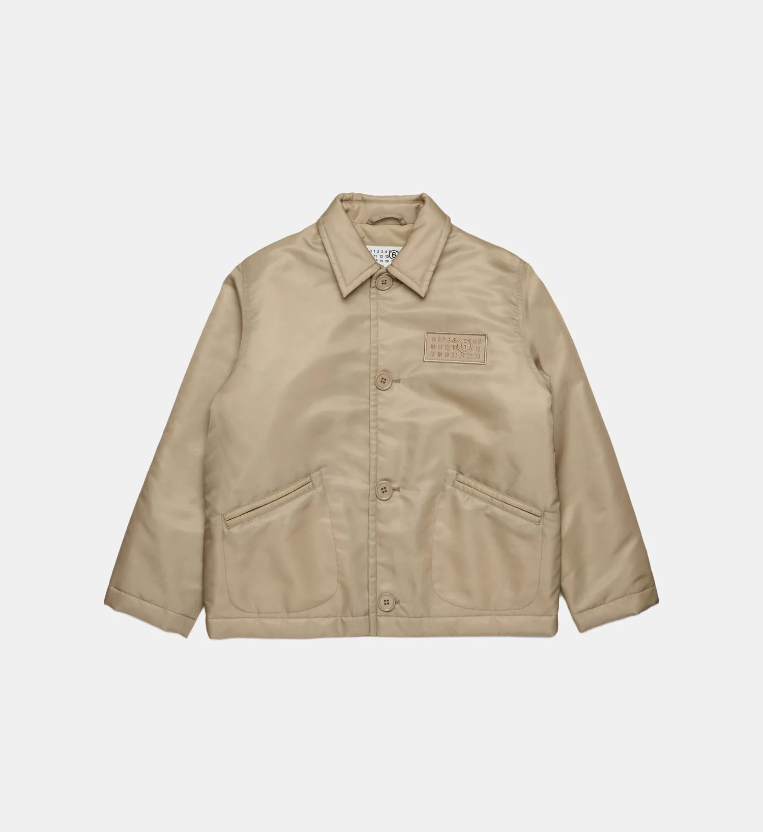 Пиджак из саржи с нашивкой MM6 Maison Margiela, бежевый