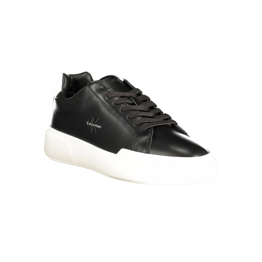 Черные кожаные мужские кроссовки Calvin Klein, черный — фото 2