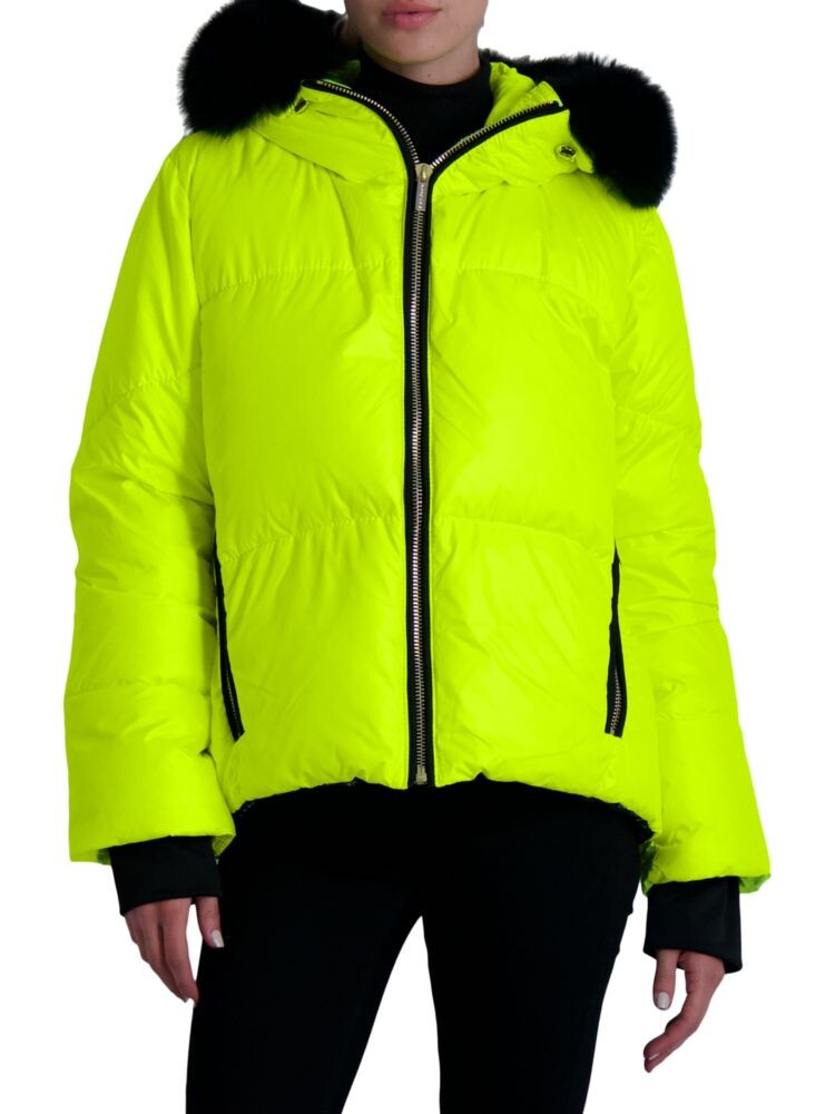 

Пуховик Aprés-Ski Toscana с отделкой из овчины Mtl By Gorski, цвет Neon Yellow