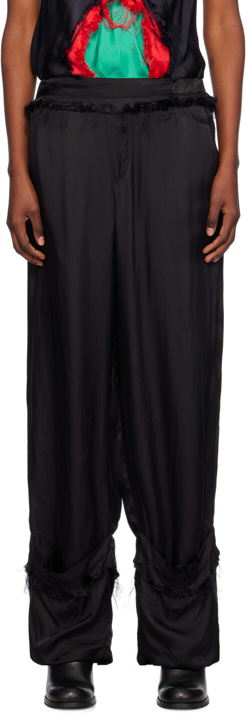 

Черные брюки с бахромой на манжетах Edward Cuming