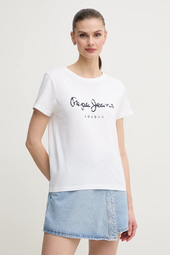

Хлопковая футболка VAL Pepe Jeans, белый