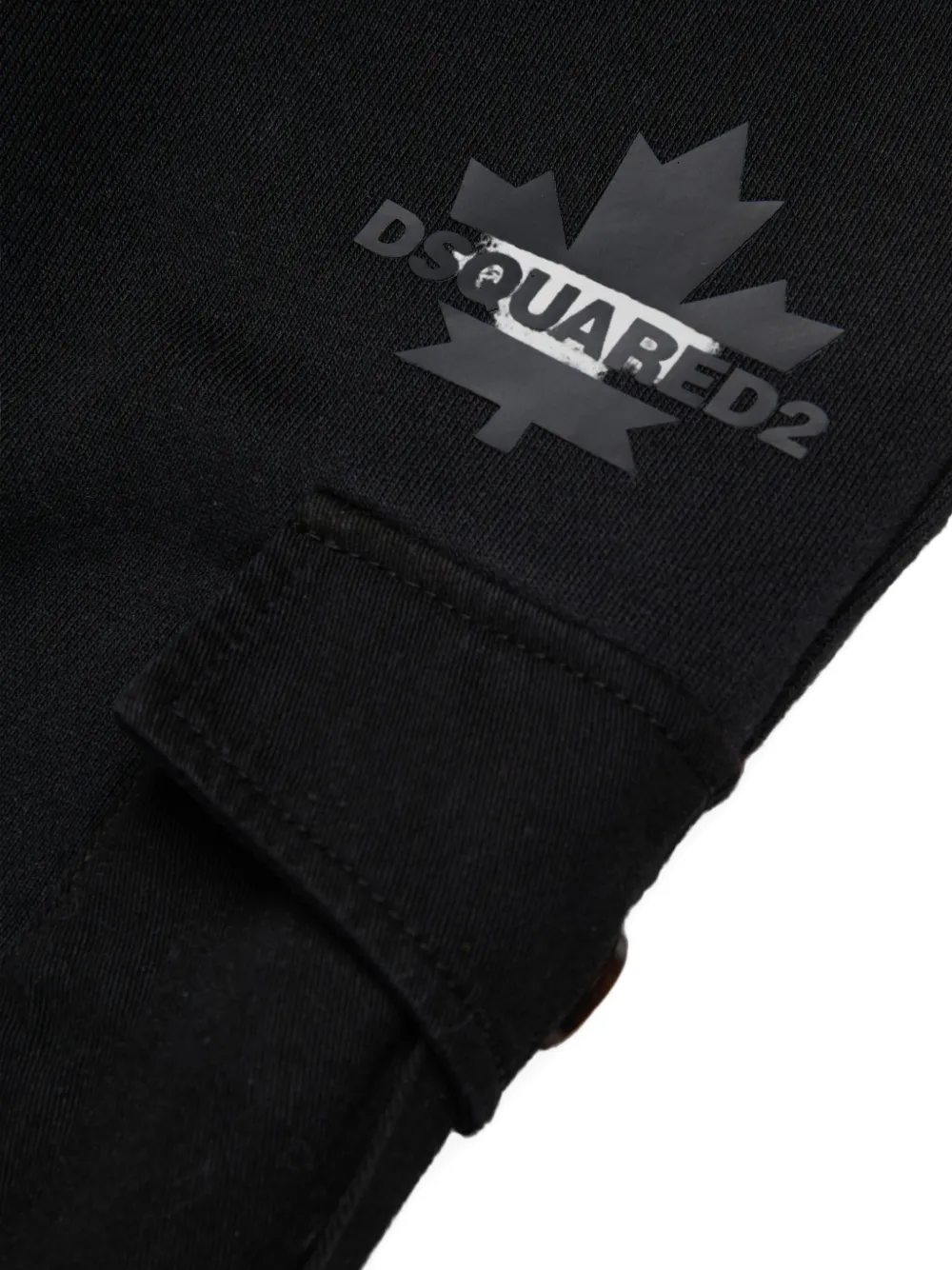 Спортивные брюки из хлопка с изображением кленового листа Dsquared2 Kids, черный — фото 4