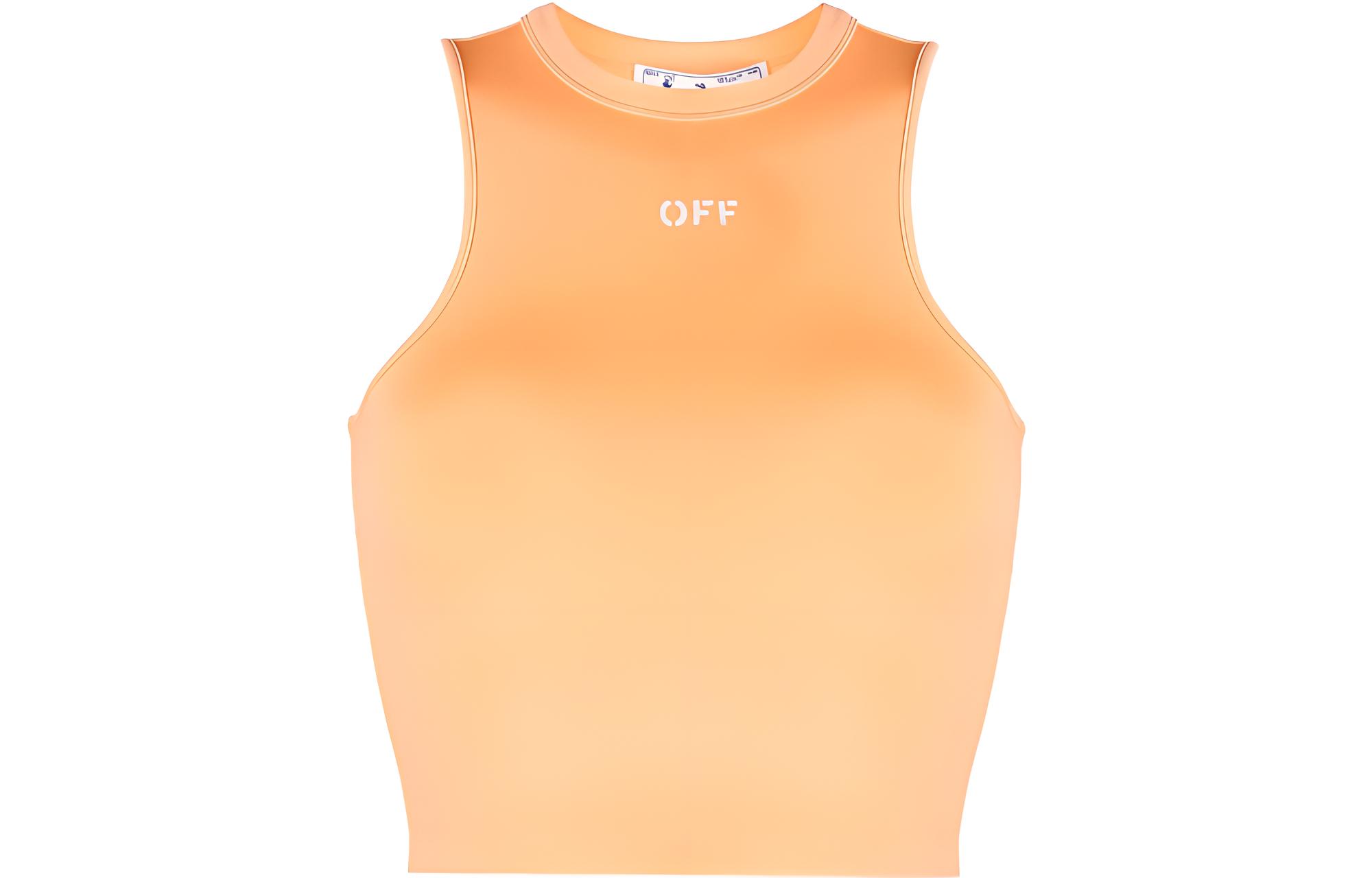 

OFF-WHITE БЕЛЫЙ топ для гребли с круглым вырезом без рукавов, оранжевый