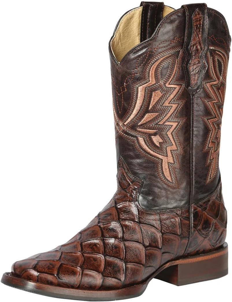 

Мужские ковбойские сапоги El General Western, имитация Пиратеки, коричневые, экзотические, с квадратным носком Generic