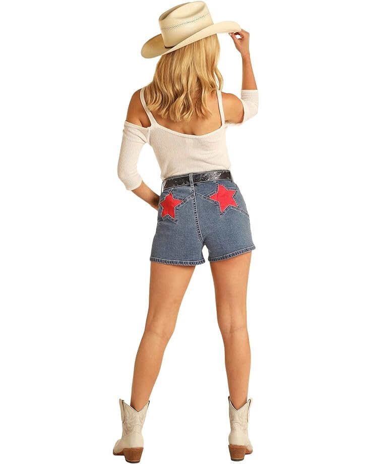 

Шорты Rock and Roll Cowgirl High-Rise Red Star Shorts in Medium Wash RRWD68RZRS, цвет Medium Wash