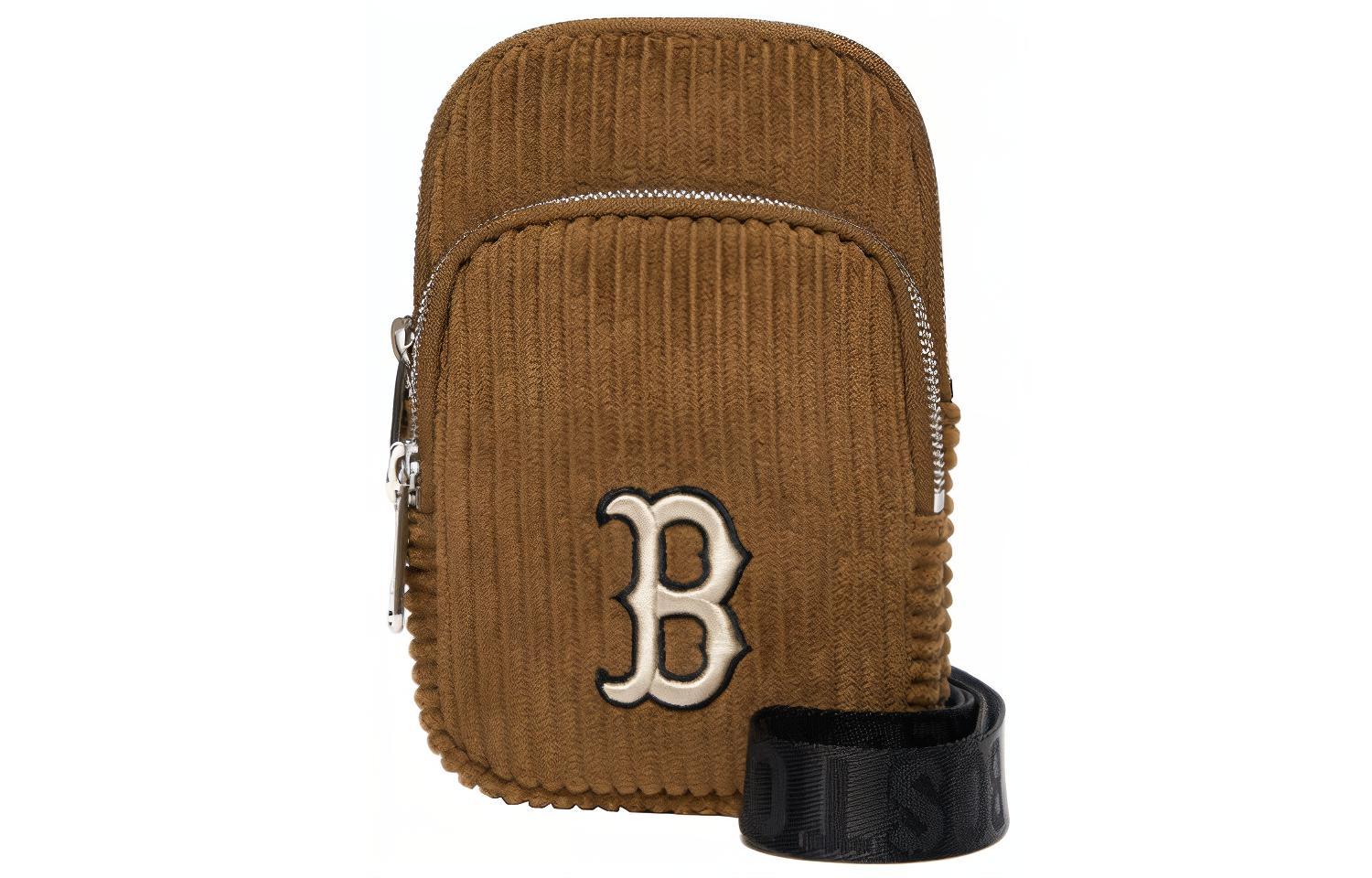 

Кордюровая поясная сумка для телефона через плечо унисекс тёмно-коричневая MLB