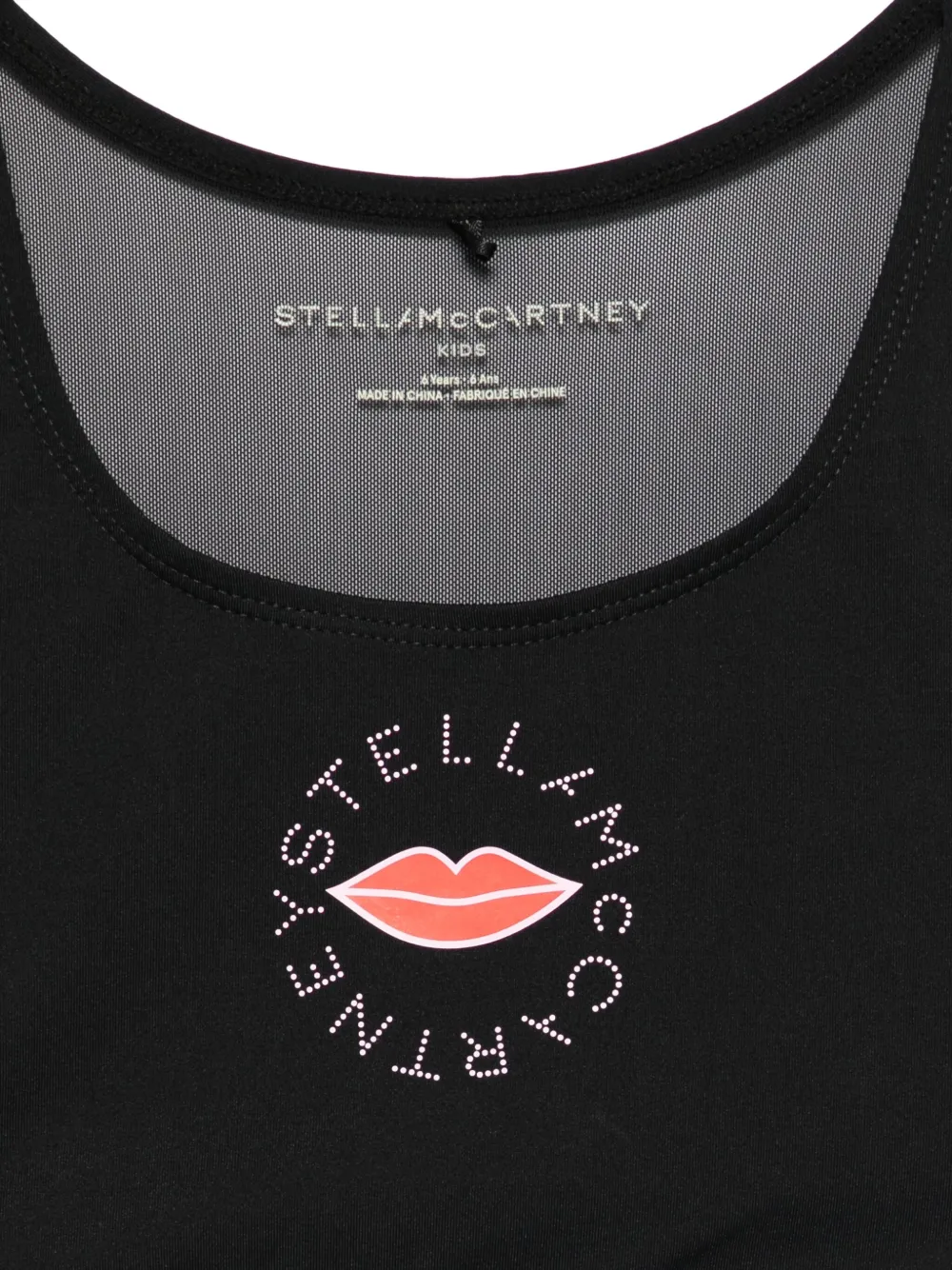 Укороченный топ с принтом губ Stella McCartney Kids, черный — фото 3