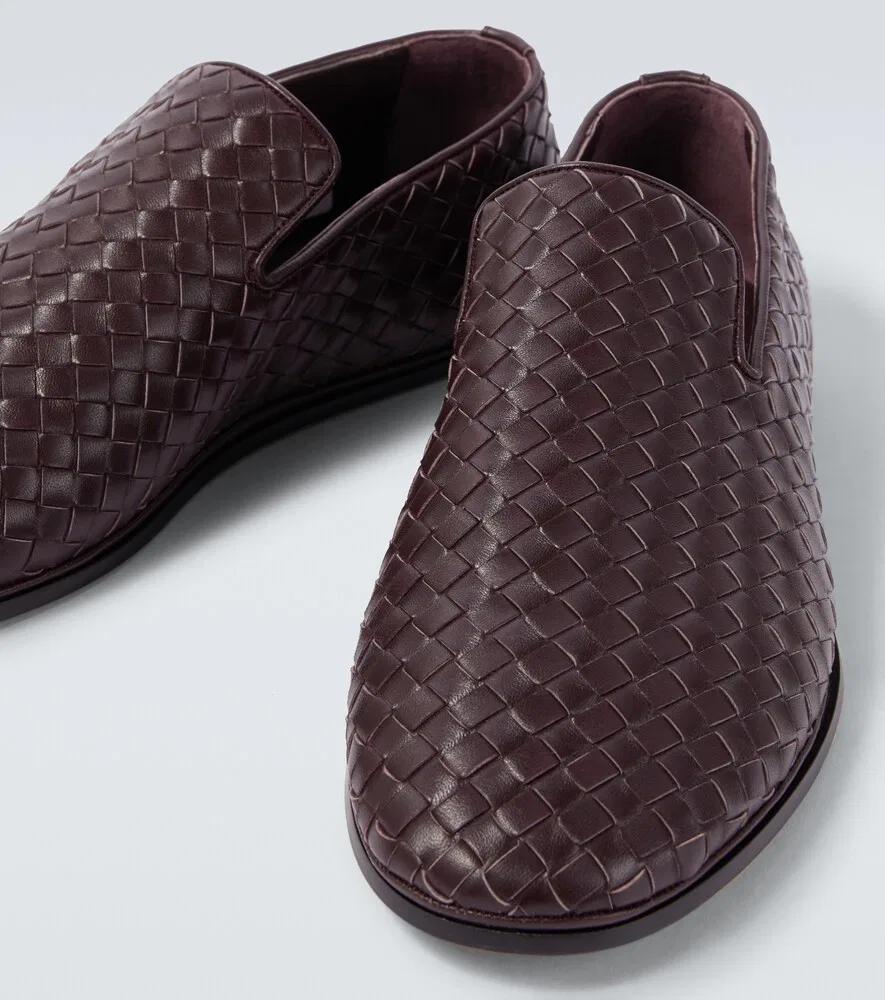 Воскресные кожаные туфли-слипоны Intrecciato Bottega Veneta, коричневый — фото 3