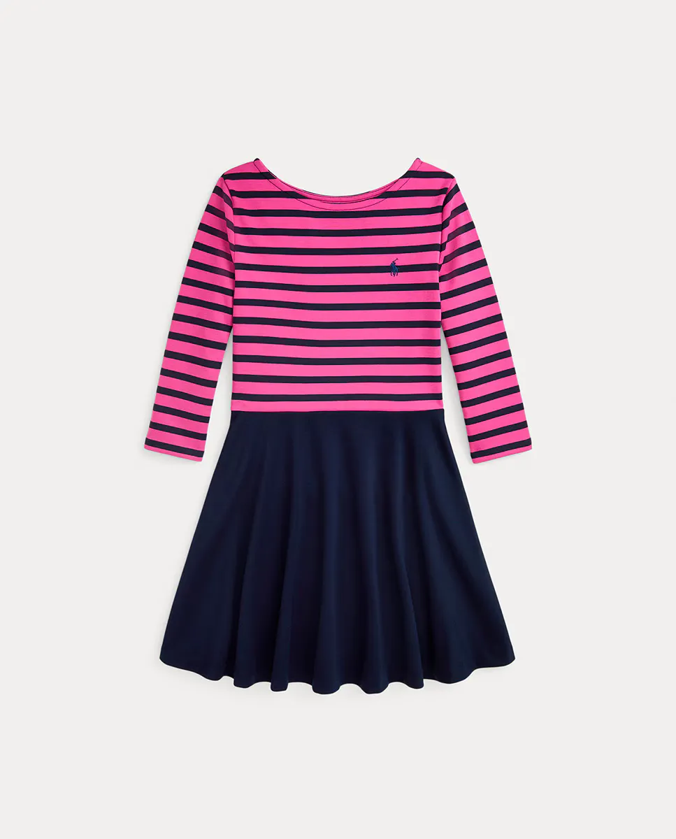

Платье для девочки с полосатым лифом розового цвета Polo Ralph Lauren